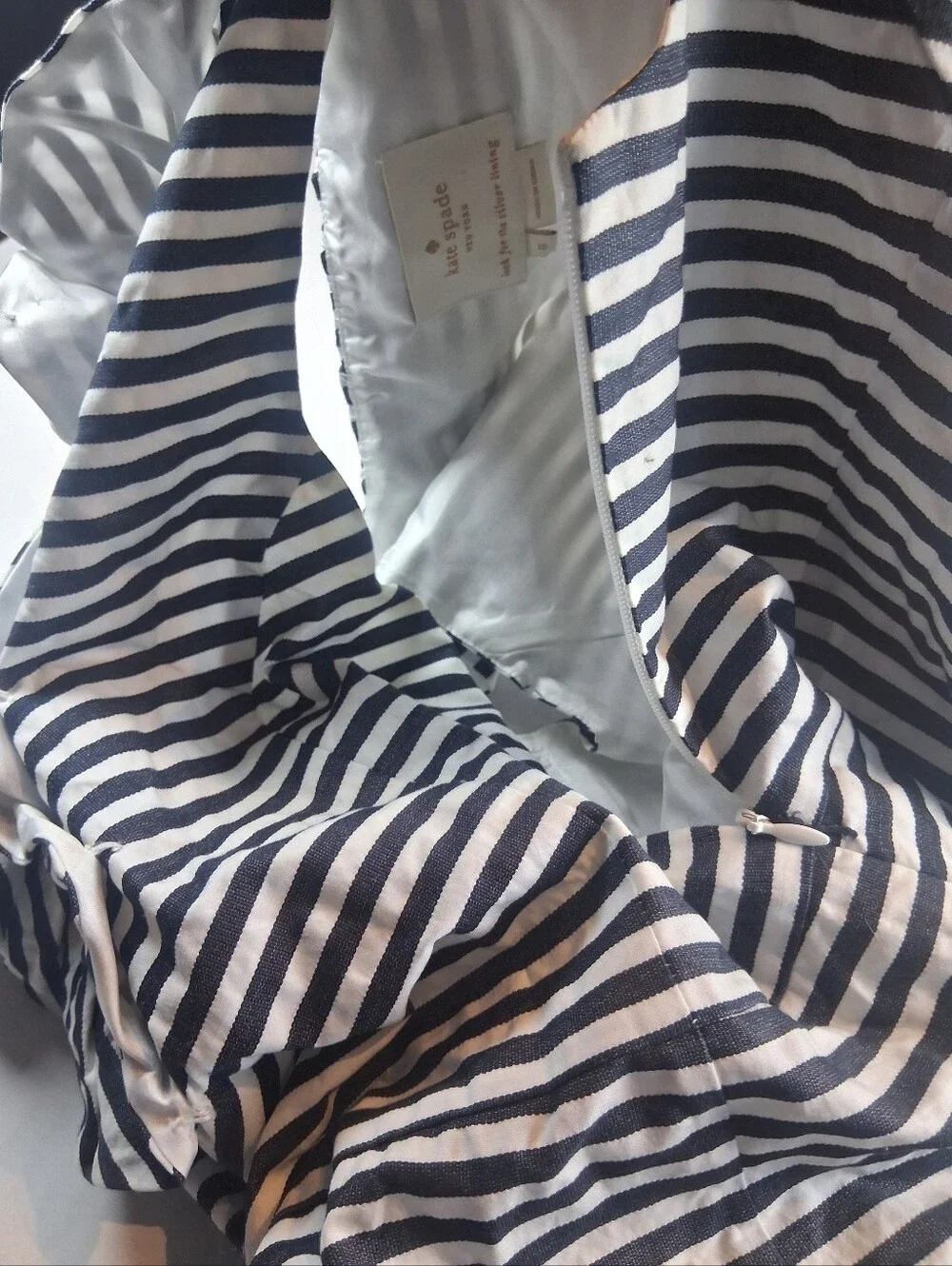 Kate Spade Striped Ruffle Dress Size 6 Nautical Sleeveless Breezy Preppy Cotton